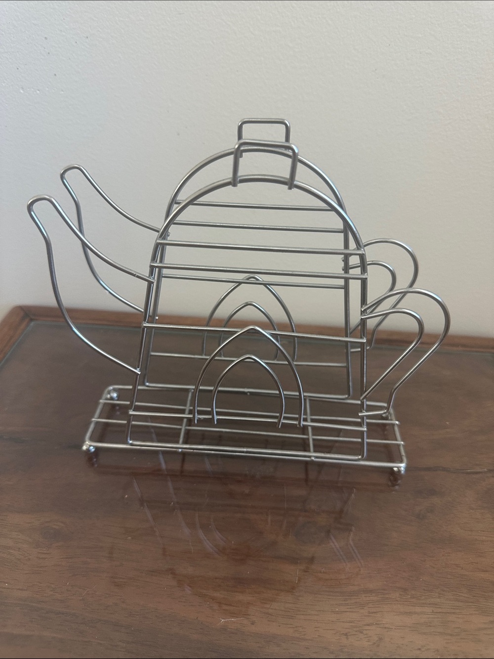 Vintage Chrome Teapot Napkin Holder, Toast Rack or Mail Organizer